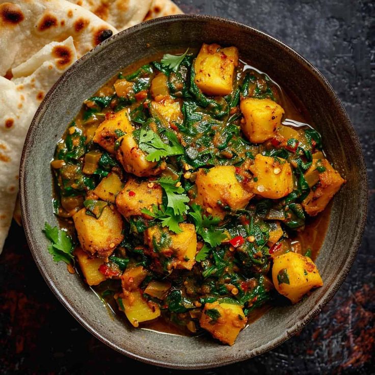 pureed spinach folded into our curry sauce.